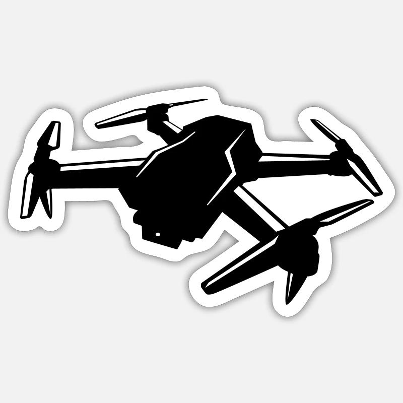 Drone - Sticker taille S (10 x 10 cm) - blanc mat