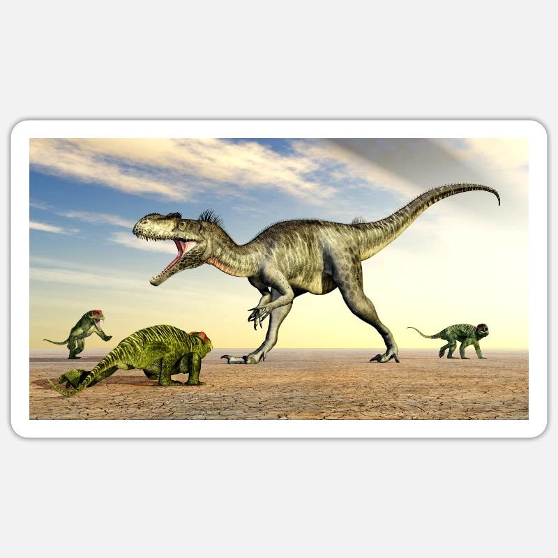 Megalosaurus et Doliosauriscus - Sticker taille S (10 x 10 cm) - blanc mat