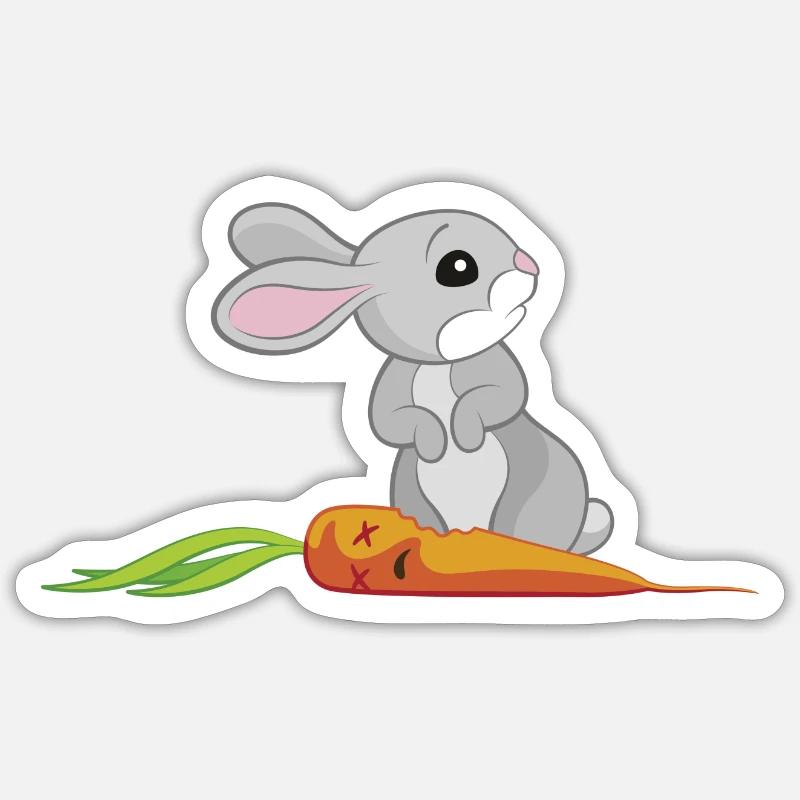 Lapin avec carotte - Sticker taille S (10 x 10 cm) - blanc mat