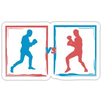 Boxe combat - idee cadeau boxeur - Sticker taille S (10 x 10 cm) - blanc mat - Devant