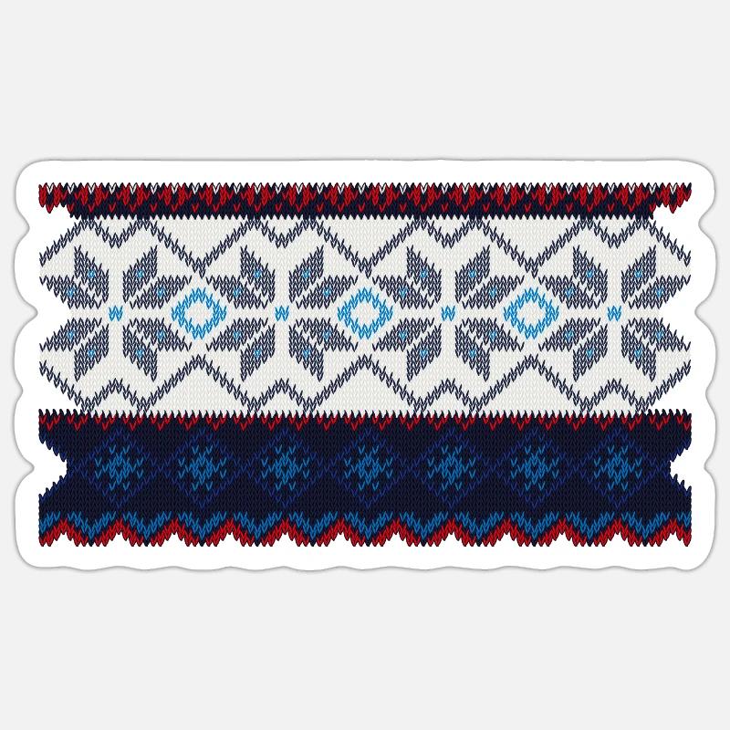 Norwegisches Pullovermuster - Sticker Größe S (10 x 10 cm) - Mattweiß