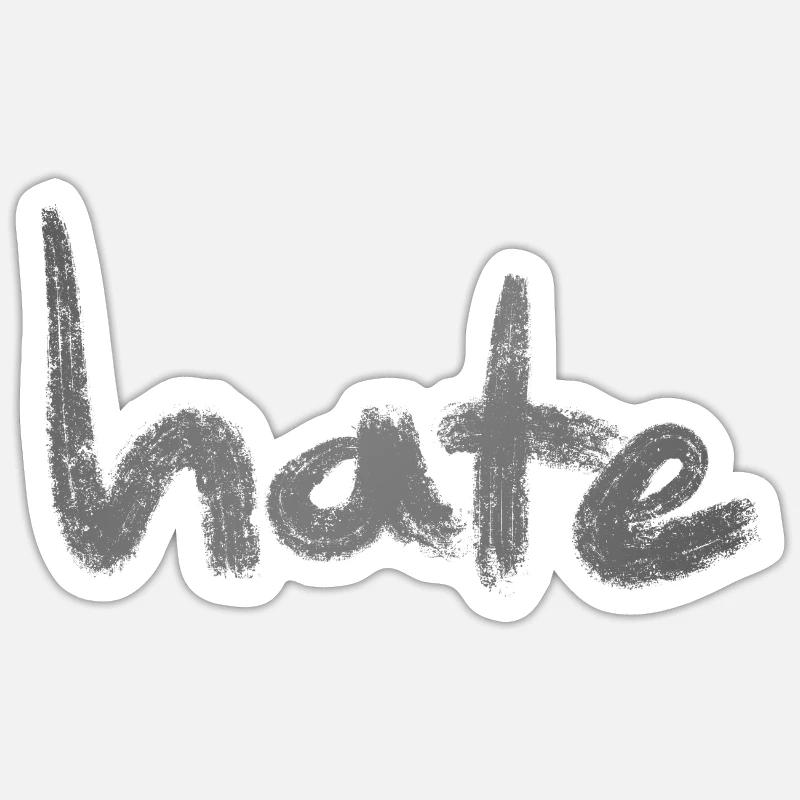 Hate Text Silver - Sticker Größe S (10 x 10 cm) - Mattweiß