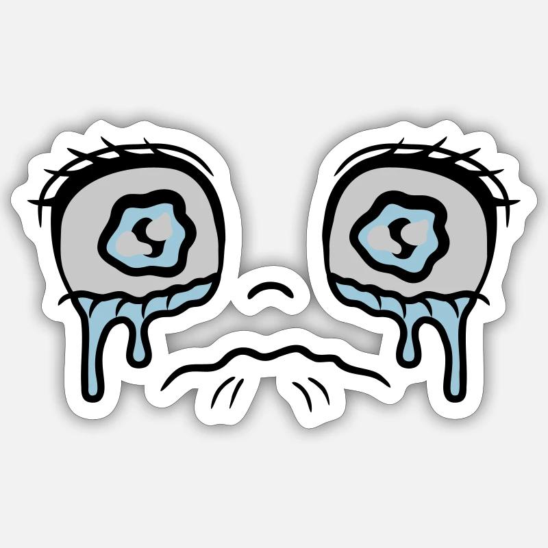 Sad crying girl face - Sticker size S (10 x 10 cm) - white matte