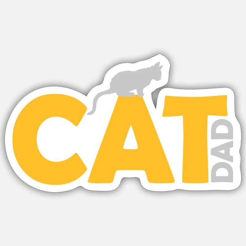 Conception du logo Cat Dad Sticker taille S (10 x 10 cm)