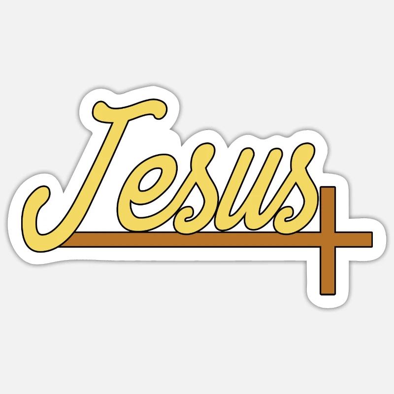 Jésus Crucifix - Sticker taille S (10 x 10 cm) - blanc mat