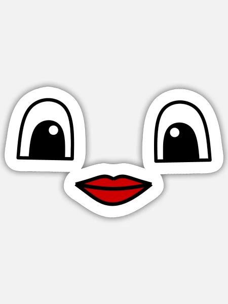 Cute face with red lips - Sticker Größe S (10 x 10 cm) - Mattweiß