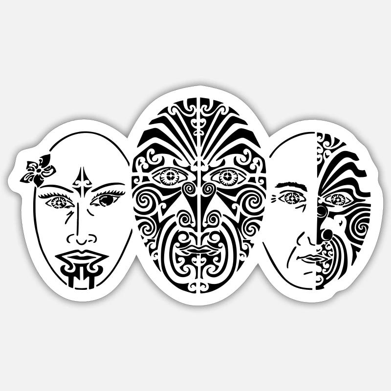 Māori Face Tattoo - Sticker size S (10 x 10 cm) - white matte