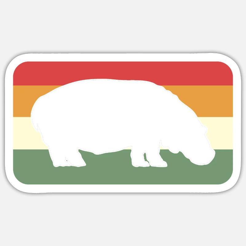 Hippo Retro Tierpfleger Geschenk - Sticker Größe S (10 x 10 cm) - Mattweiß