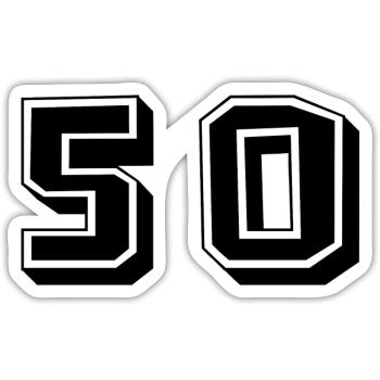 50 JAHRE. 50-jähriges JUBILÄUM. JUBILÄUM 50 JAHRE. 50 - Sticker Größe S (10 x 10 cm) - Mattweiß - Vorne