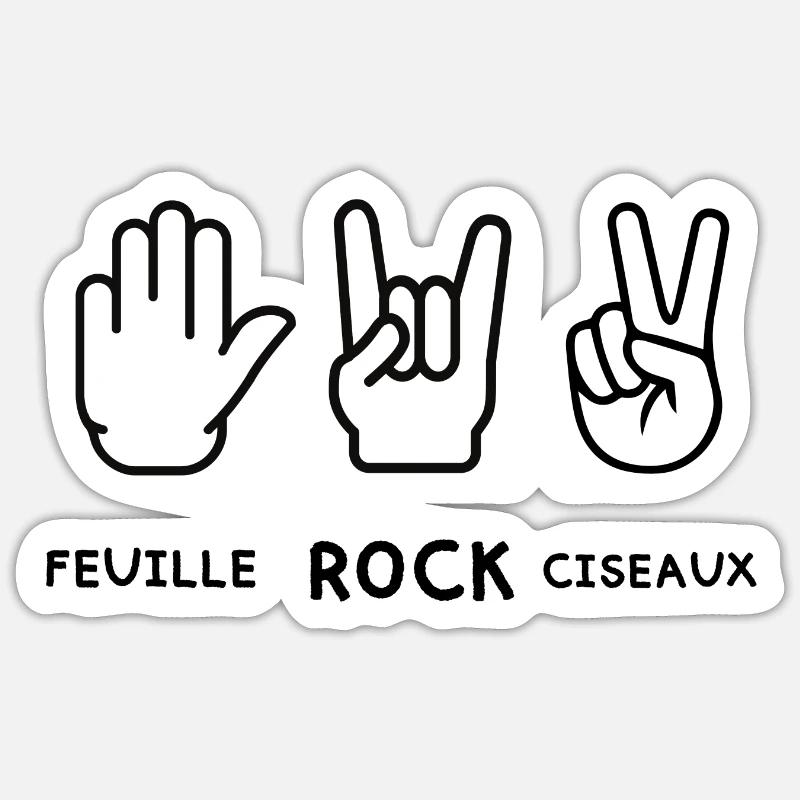 feuille rock ciseaux - Sticker taille S (10 x 10 cm) - blanc mat