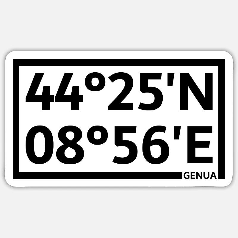 Coordonnées de Gênes - Sticker taille S (10 x 10 cm) - blanc mat