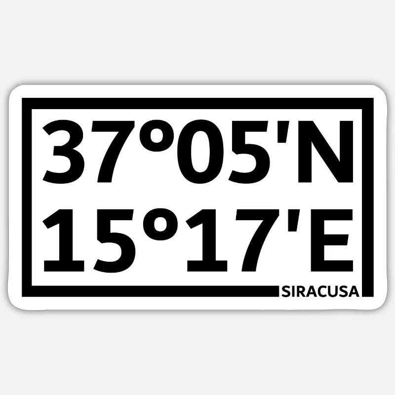 Coordonnées de Syracuse - Sticker taille S (10 x 10 cm) - blanc mat