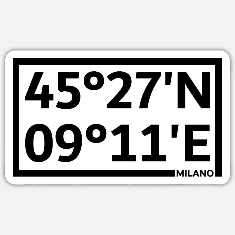 Coordonnées de Milano - Sticker taille S (10 x 10 cm) - blanc mat