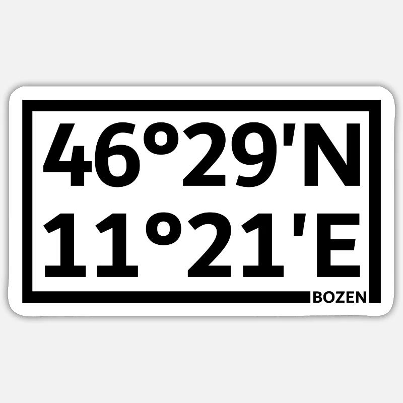 Coordonnées de Bolzano - Sticker taille S (10 x 10 cm) - blanc mat