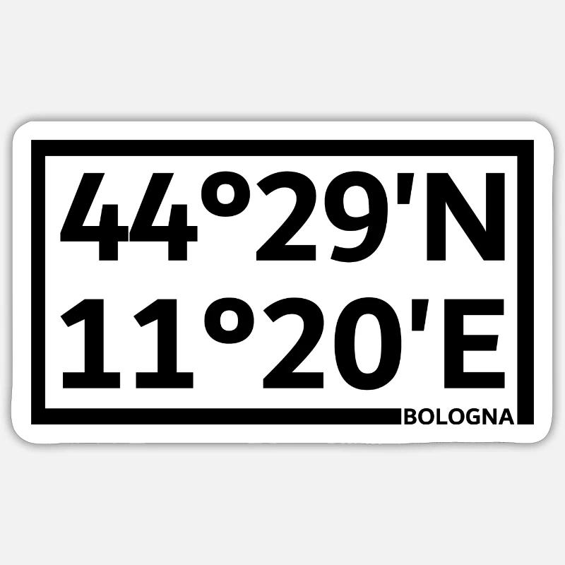Coordonnées de Bologne - Sticker taille S (10 x 10 cm) - blanc mat