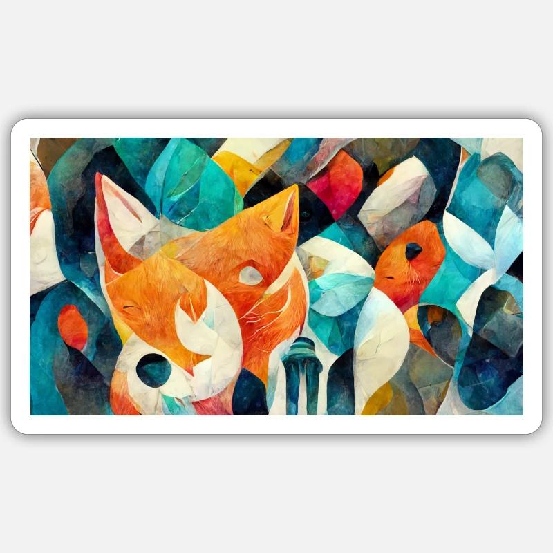 Fox Faces - Abstrakte Tierarten Sticker Größe S (10 x 10 cm)
