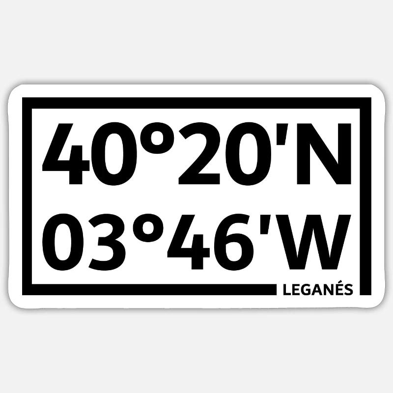 Coordonnées de Leganés - Sticker taille S (10 x 10 cm) - blanc mat