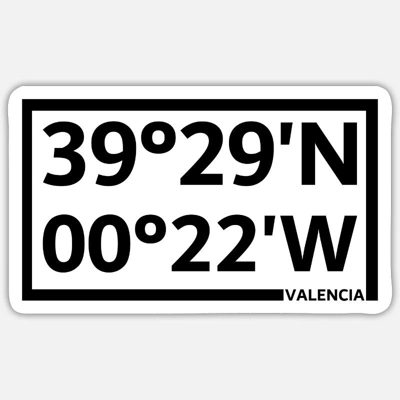Coordonnées de Valence - Sticker taille S (10 x 10 cm) - blanc mat