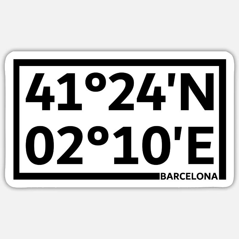 Coordonnées de Barcelone - Sticker taille S (10 x 10 cm) - blanc mat