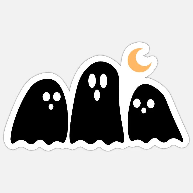 Halloween Ghosts Black - Sticker taille S (10 x 10 cm) - blanc mat