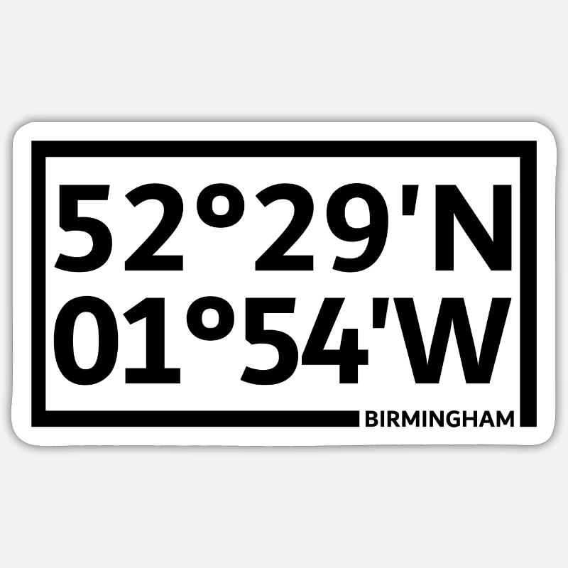 Coordonnées de Birmingham - Sticker taille S (10 x 10 cm) - blanc mat