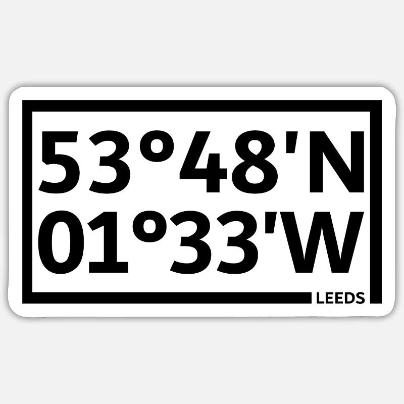 Coordonnées de Leeds - Sticker taille S (10 x 10 cm) - blanc mat