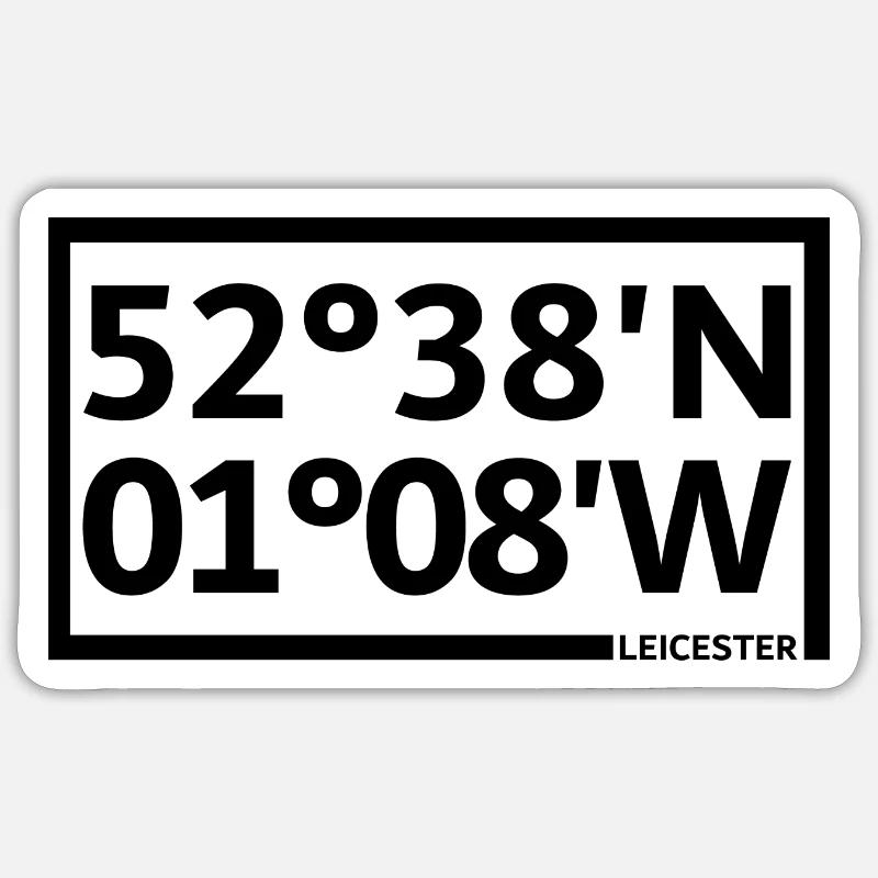 Coordonnées de Leicester - Sticker taille S (10 x 10 cm) - blanc mat