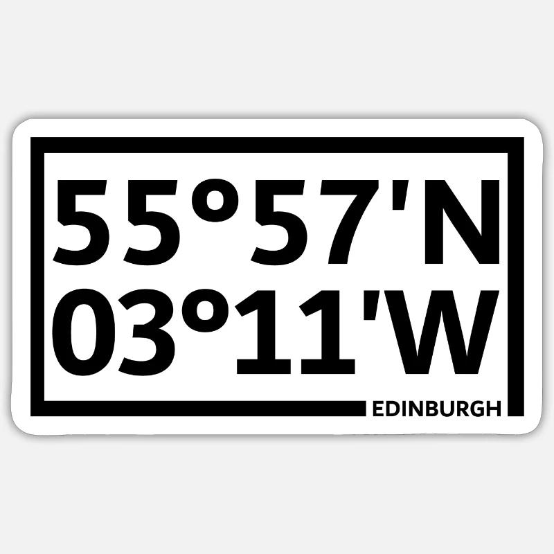Coordonnées d’Édimbourg - Sticker taille S (10 x 10 cm) - blanc mat