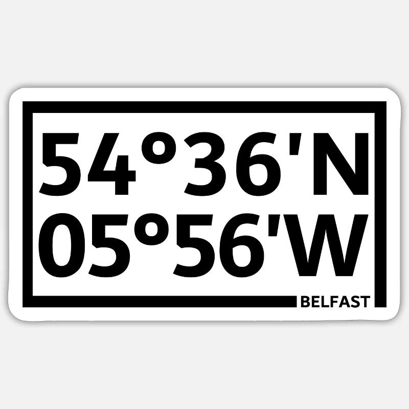 Belfast Coordinates - Sticker size S (10 x 10 cm) - white matte