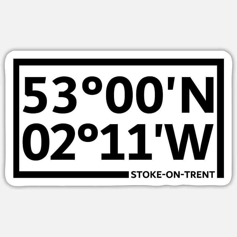 Stoke-on-Trent coordinates - Sticker size S (10 x 10 cm) - white matte