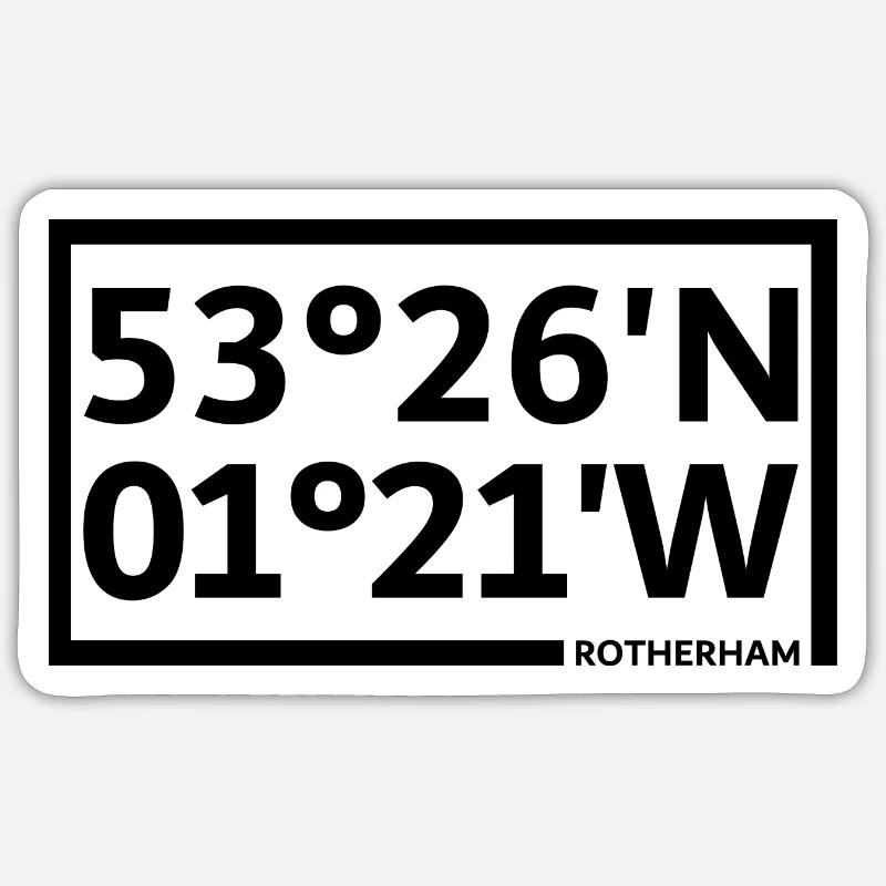 Coordonnées de Rotherham - Sticker taille S (10 x 10 cm) - blanc mat