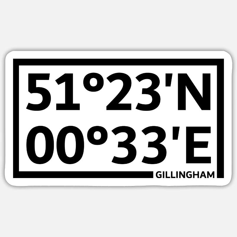 Coordonnées de Gillingham - Sticker taille S (10 x 10 cm) - blanc mat