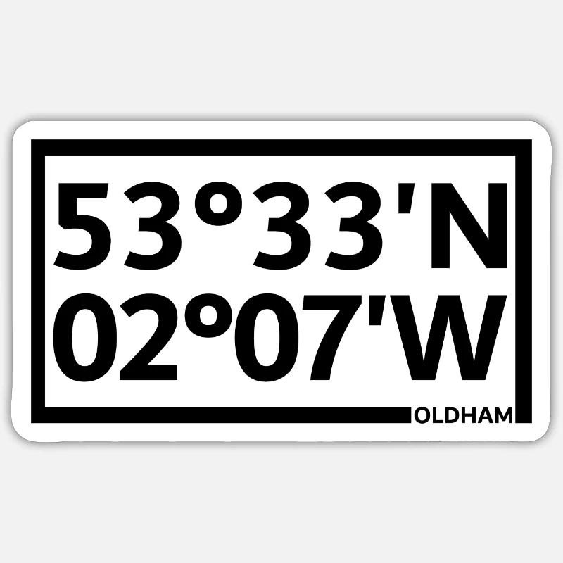 Coordonnées d’Oldham - Sticker taille S (10 x 10 cm) - blanc mat