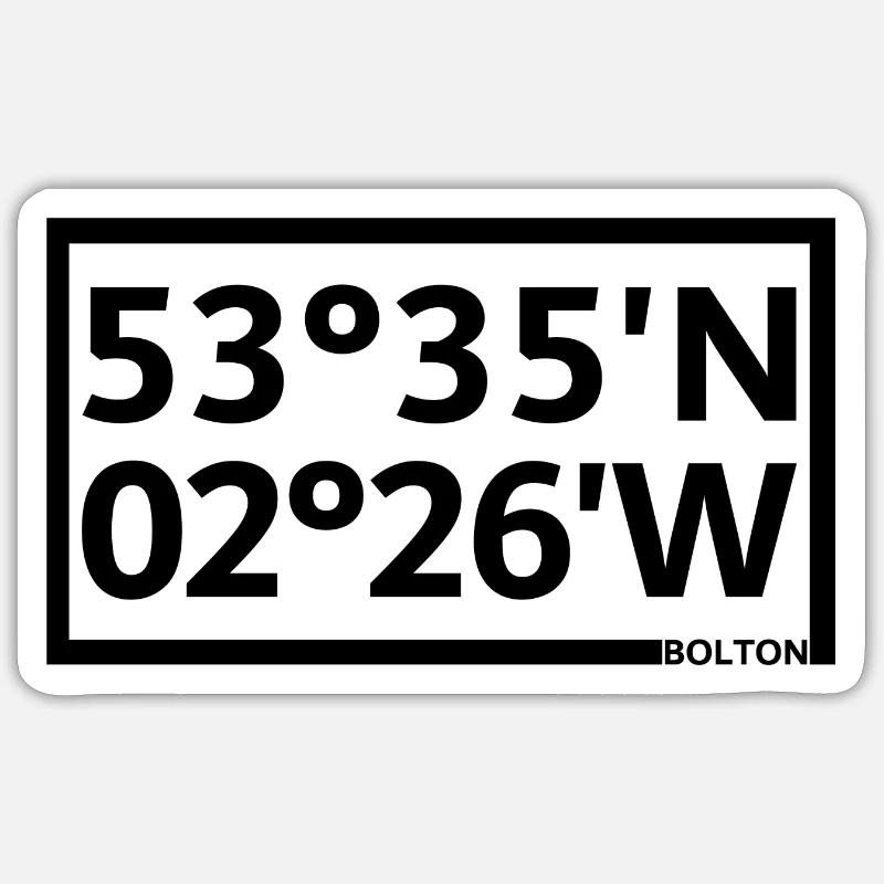 Bolton Coordinates - Sticker size S (10 x 10 cm) - white matte