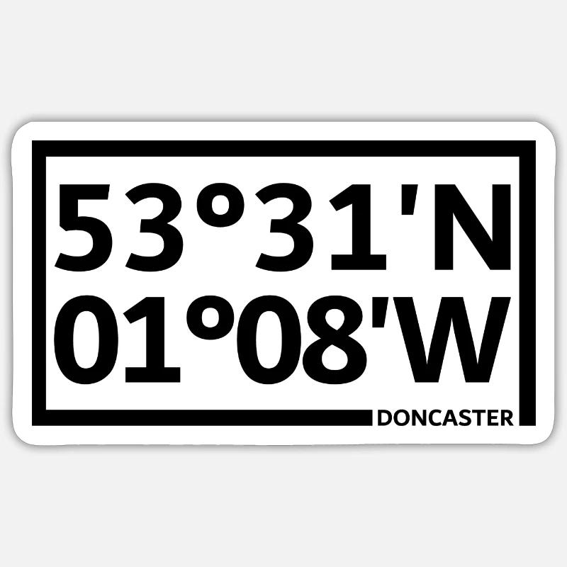 Coordonnées de Doncaster - Sticker taille S (10 x 10 cm) - blanc mat