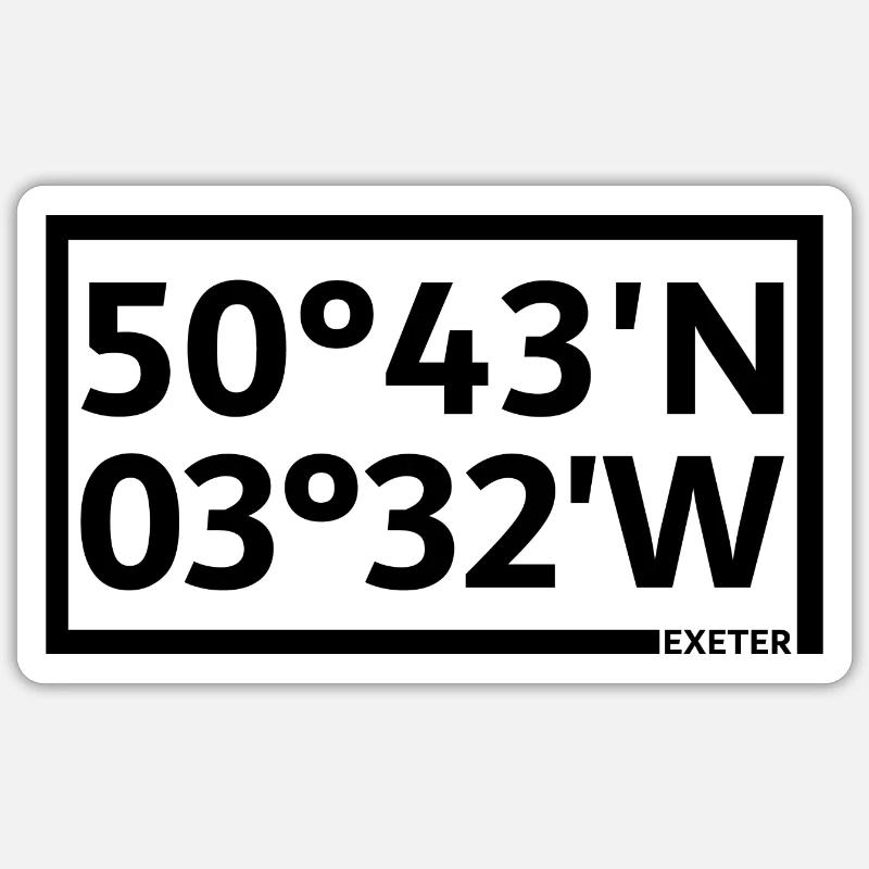 Exeter Coordinates - Sticker size S (10 x 10 cm) - white matte