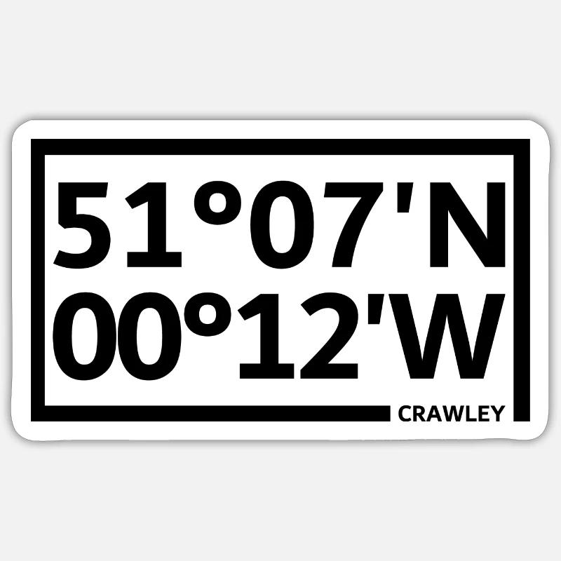 Coordonnées de Crawley Sticker taille S (10 x 10 cm)