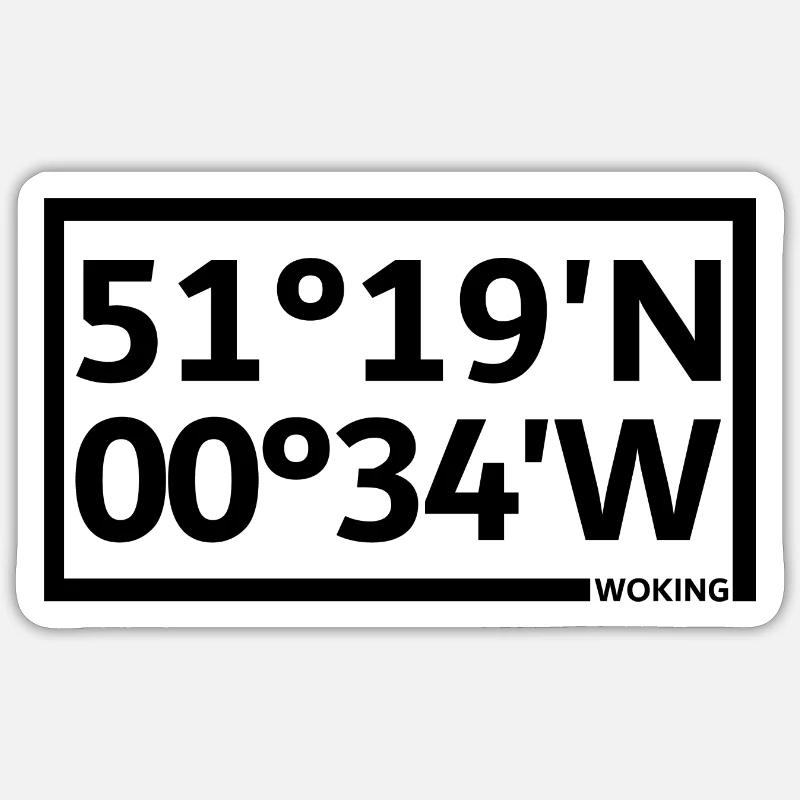 Woking coordinates Sticker size S (10 x 10 cm)