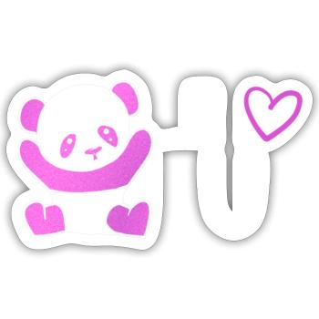 pink panda I love you - Sticker size S (10 x 10 cm) - white matte - Front