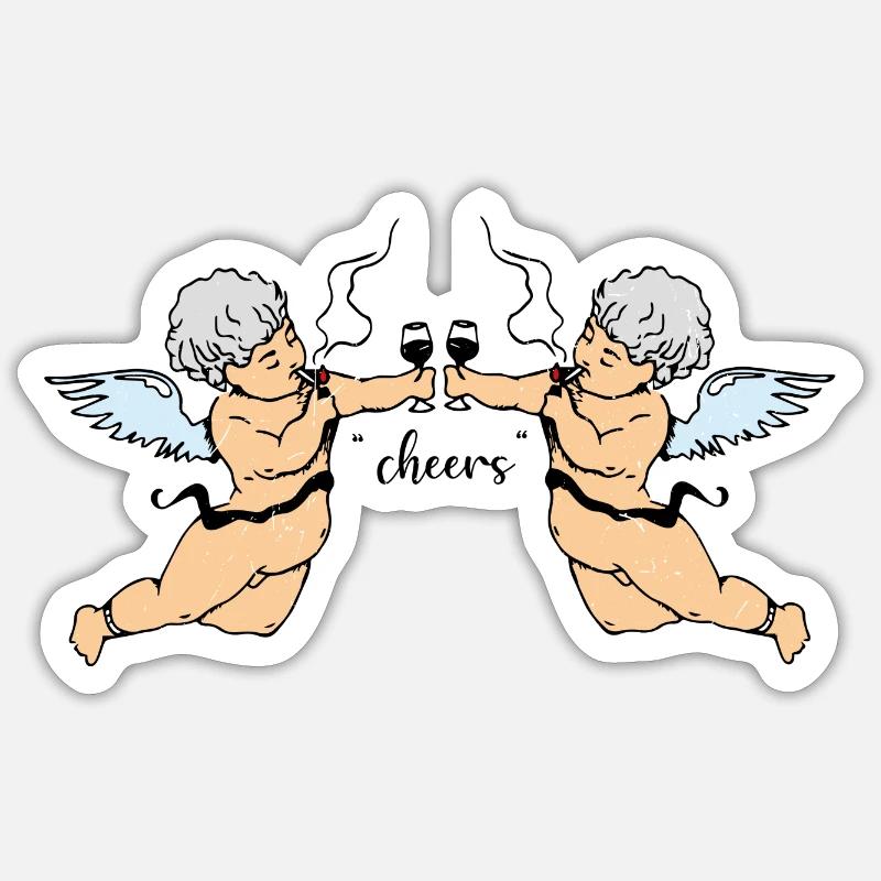 Anges toast, Acclamations - Sticker taille S (10 x 10 cm) - blanc mat