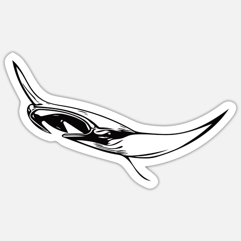 Elegant floating manta rays - Sticker size S (10 x 10 cm) - white matte