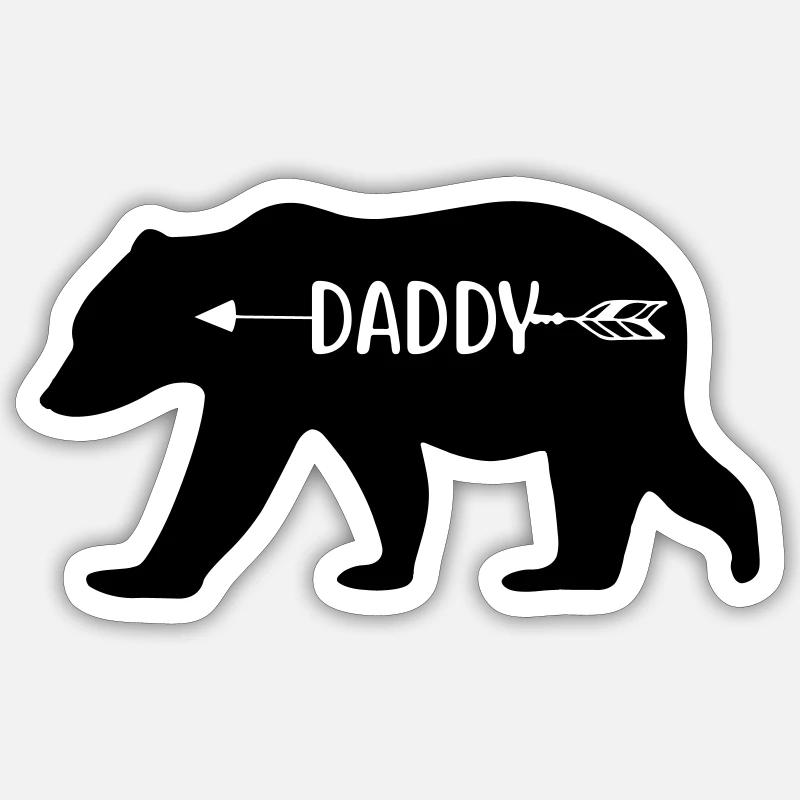 papa ours - Sticker taille S (10 x 10 cm) - blanc mat