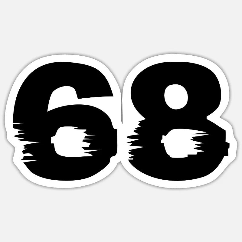 Numéro 68 - Sticker taille S (10 x 10 cm) - blanc mat