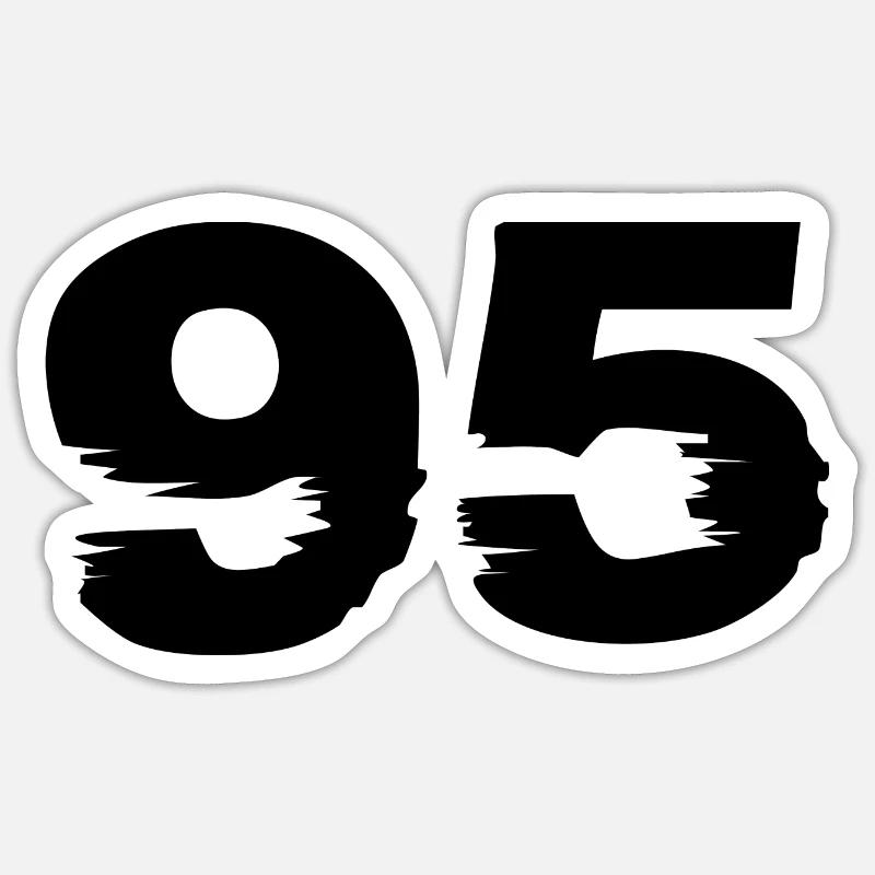 Numéro 95 - Sticker taille S (10 x 10 cm) - blanc mat