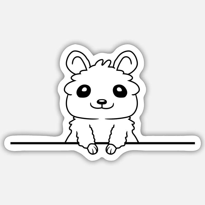 Derrière le mur hamster drôle - Sticker taille S (10 x 10 cm) - blanc mat