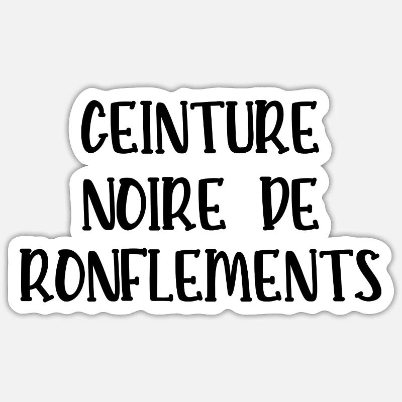 ceinture noire de ronflements - Sticker taille S (10 x 10 cm) - blanc mat