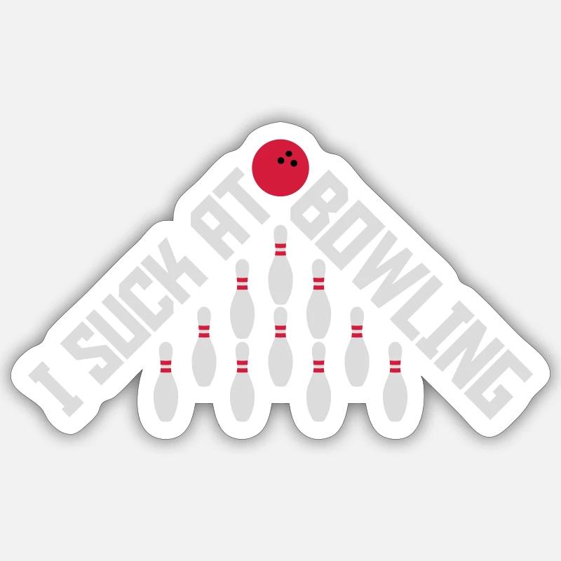 I suck at bowling - Sticker Größe S (10 x 10 cm) - Mattweiß