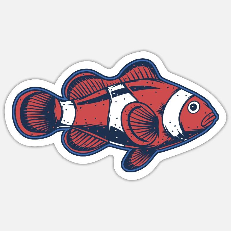 Clownfisch - Sticker Größe S (10 x 10 cm) - Mattweiß