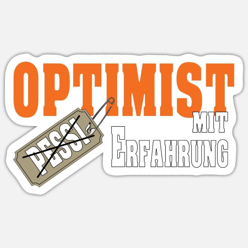 Optimist mit Erfahrung Geschenk - Sticker Größe S (10 x 10 cm) - Mattweiß