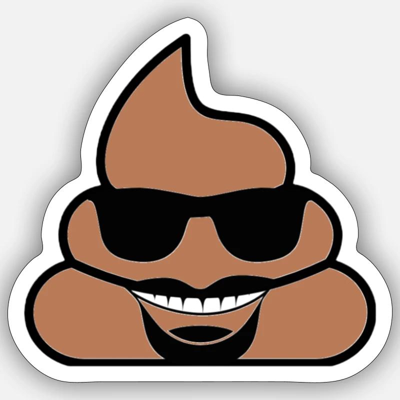 Caca avec des lunettes - Sticker taille S (10 x 10 cm) - blanc mat